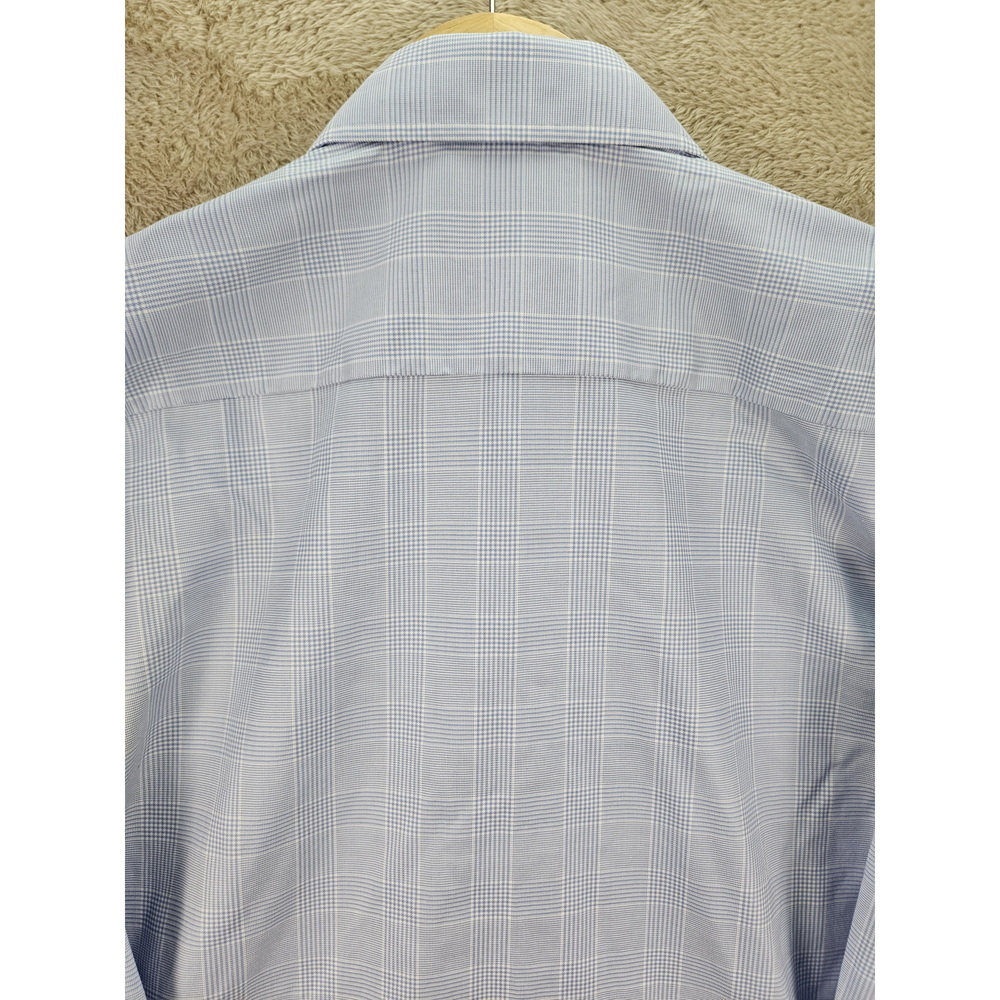 Eton Dress Shirt Slim Fit Size 42 16½ Plaid Light Blue Check Pattern - Picture 9 of 10